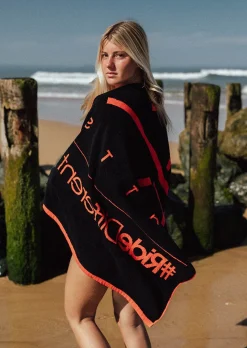 Serviette de bain WIPE - ORANGE FLUO & NOIR