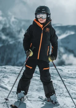 Veste de ski Arrow Junior - Gris Foncé Carbone et Orange Fluo