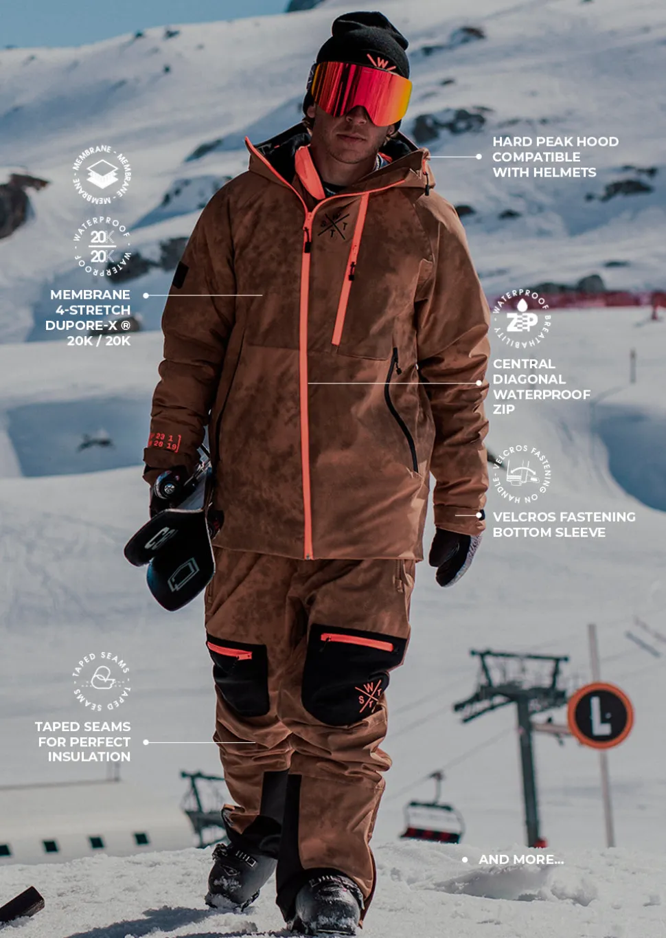 Veste de ski Venom - Marron Tie and Dye