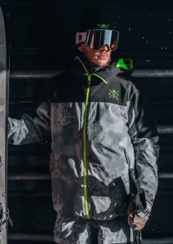 Veste de ski X-Gamma - Gris Tie and Dye et Vert Fluo