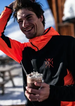 Veste sous-couche technique X-Powder Noir et Orange Fluo